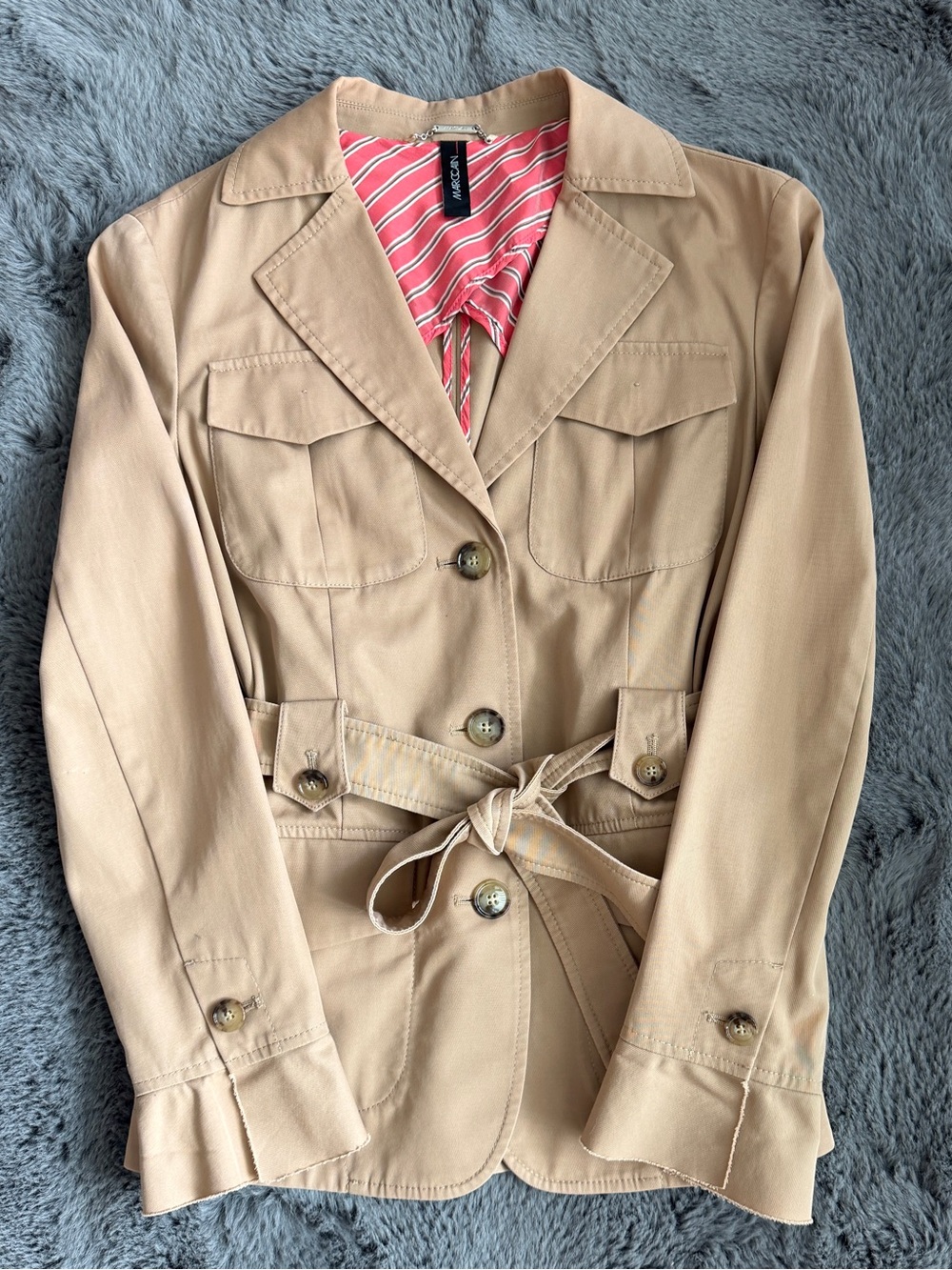Marc Cain Cotton Beige Women's Belted Trench Jacket